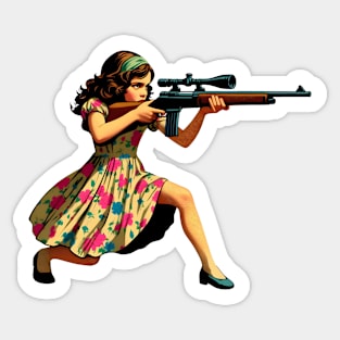 The Little Girl and a Toy Gun Sticker